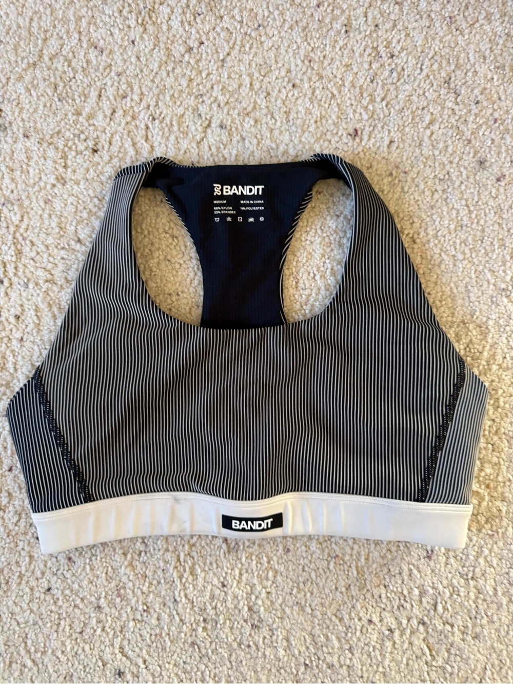 Bandit Black & White Striped Crop Sports Bra